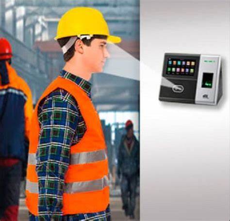Biometric worker attendance terminal at construction site