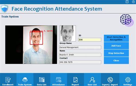 Biometric facial detection log report dashboard